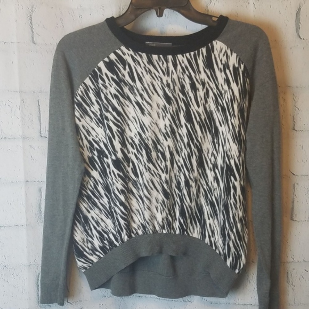 Vince Brushstroke Zebra Striped Knit Top